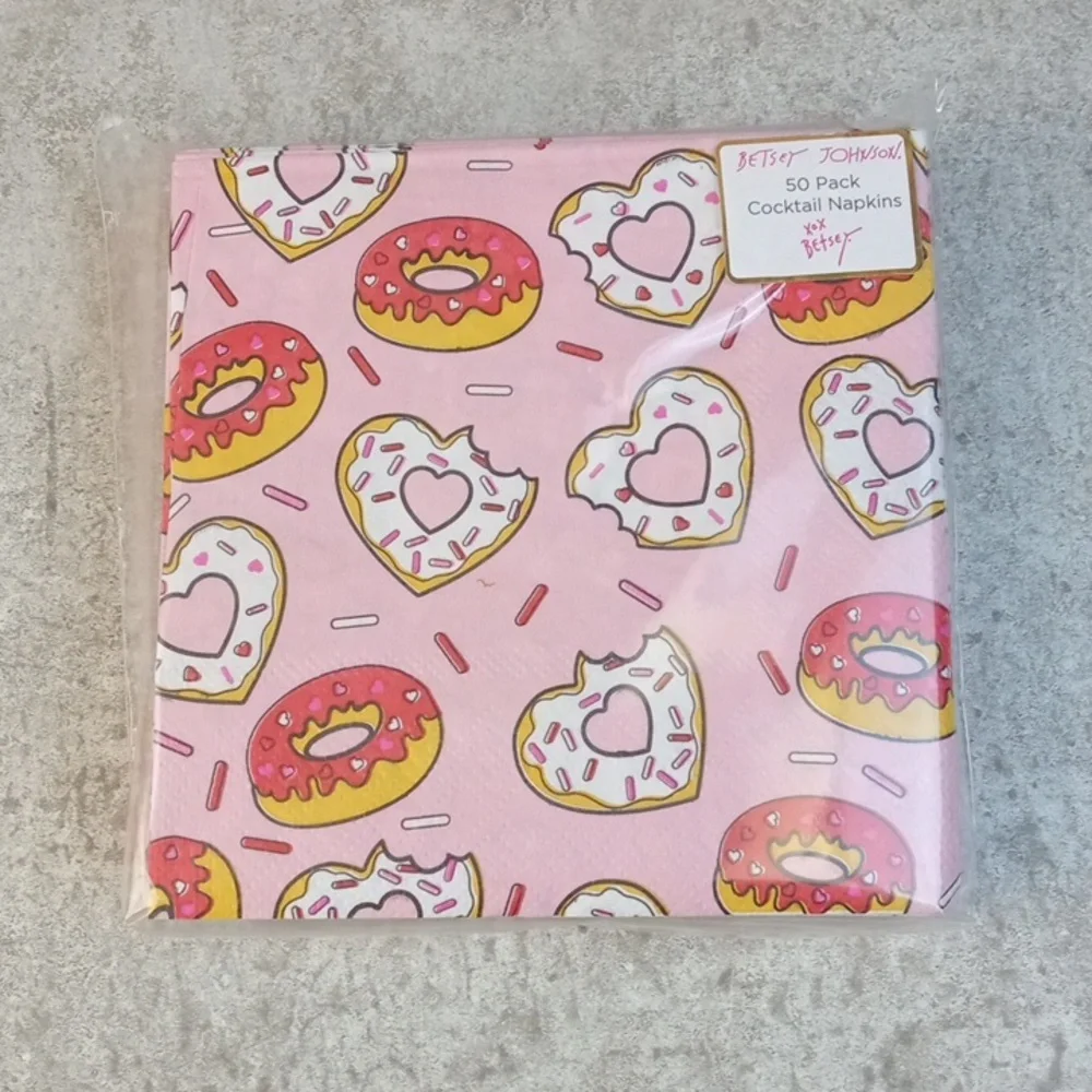 🥨🍒 Betsey Johnson Pink Donut Party Plates and Napkins Set